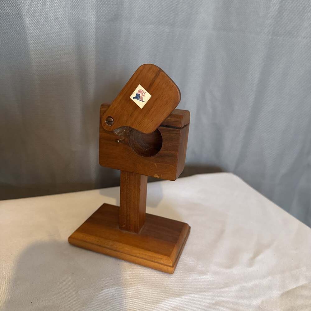 Vintage Wooden Mailbox Shaped Stamp Roll Dispenser Handmade